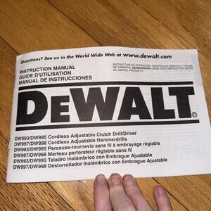Dewalt Instruction Manual For DW993, 995, 997, 998